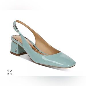 New Sam Edelman Terra slingback pump in seafoam blue patent leathe